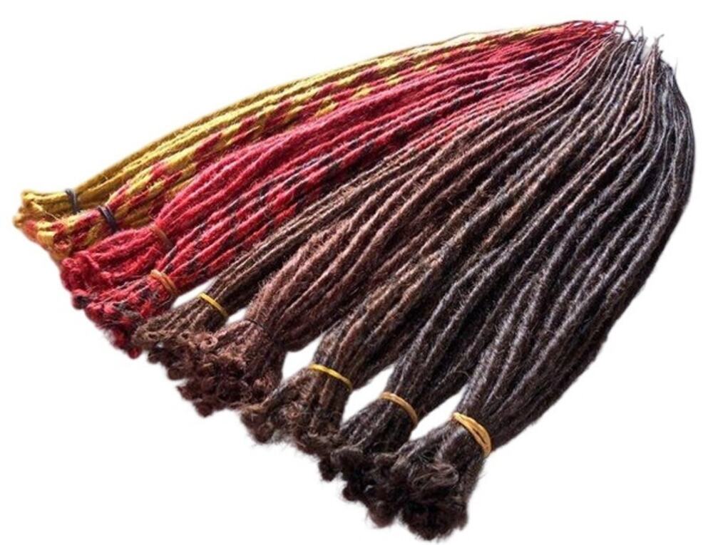 110 SE Single Ended Synthetic Dreads Dreadlocks Hair Extensions Brown Red Gold